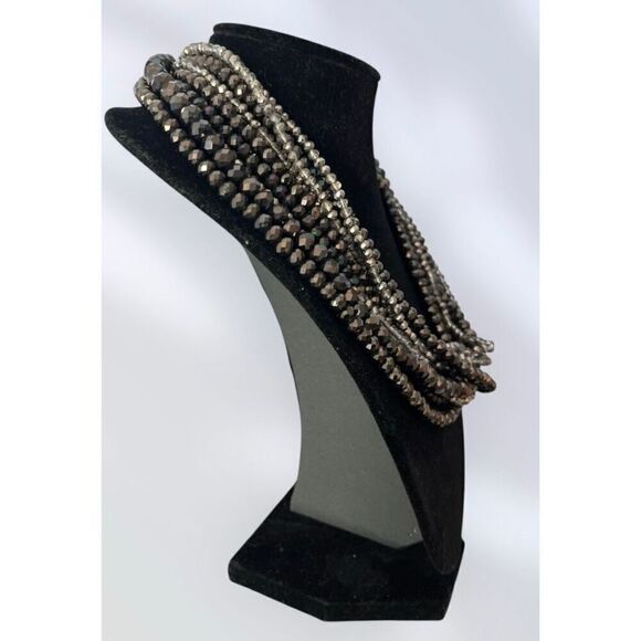 Slate Magnetic Closure Multi-Strand Beaded Necklace - Picture 5 of 7